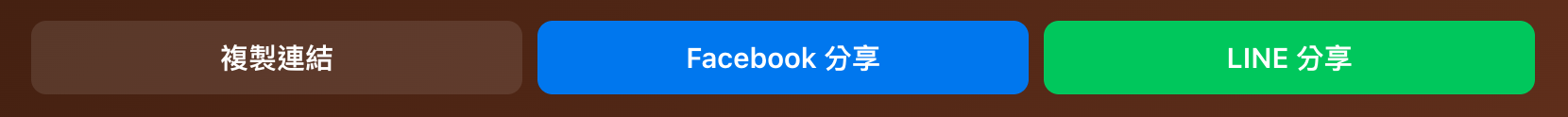 結果頁的分享功能區塊，含分享連結、複製按鈕與 Facebook、LINE 分享鈕